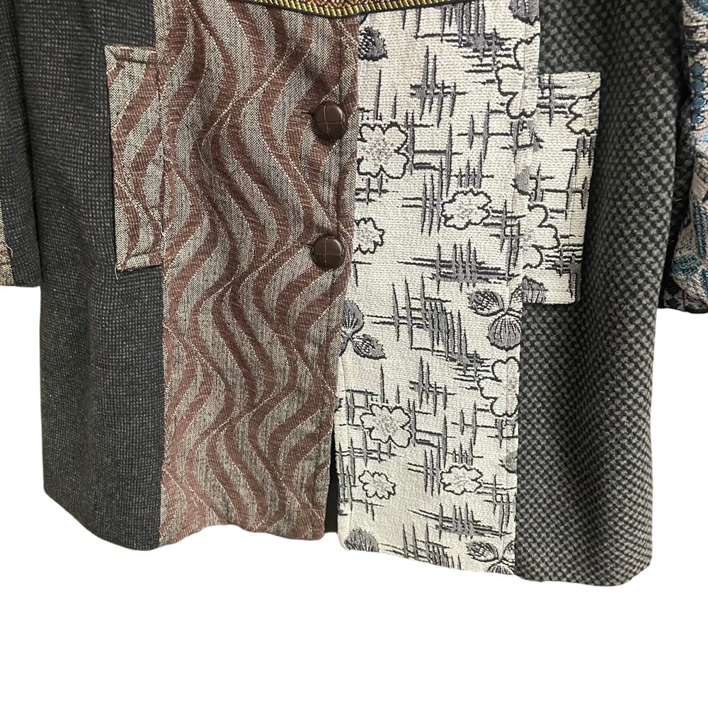 Papillon Mixed Print Button Front Coat Multicolor… - image 2